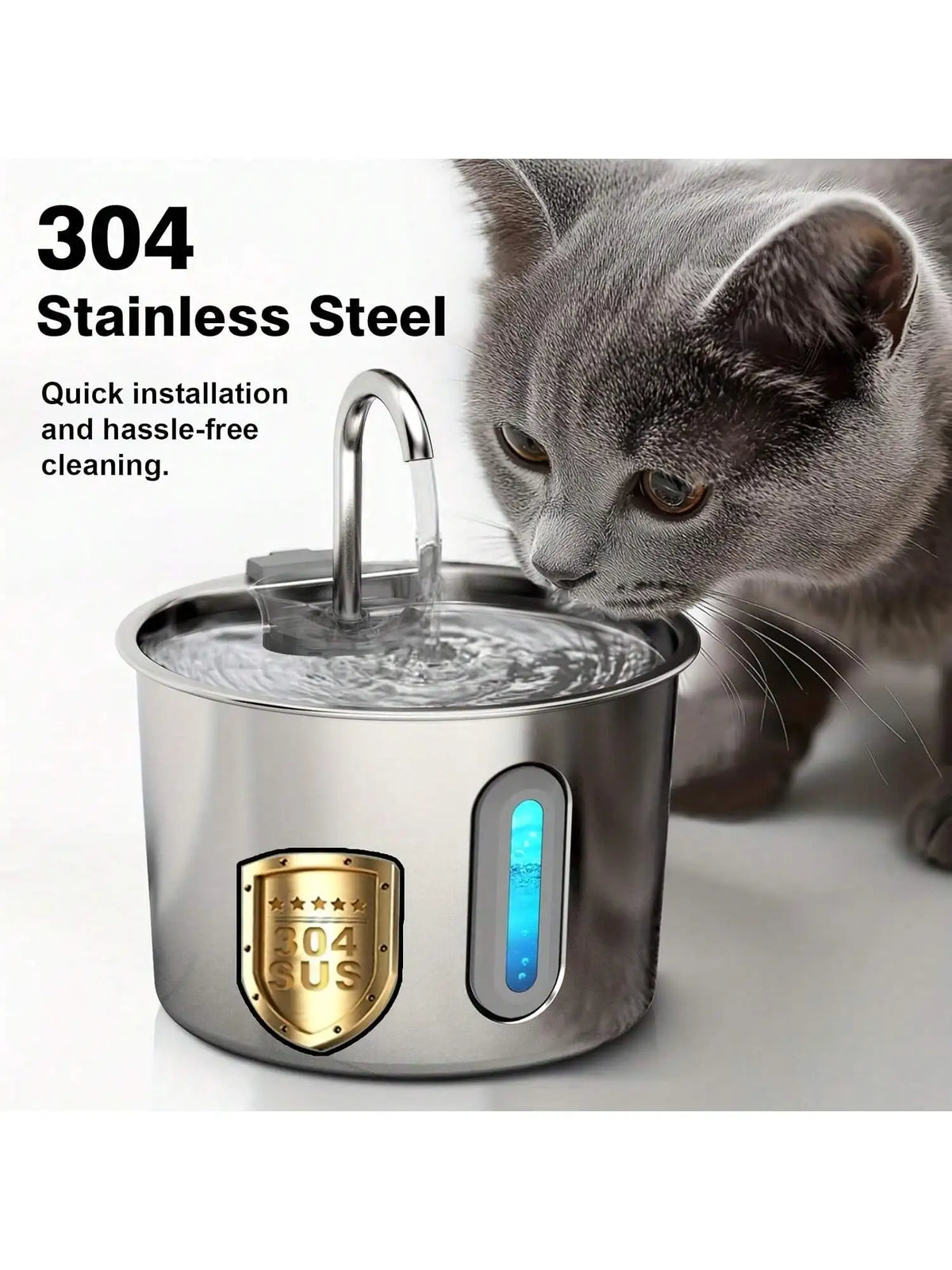 2.2L/74oz Stainless Steel Cat Water Fountain - ProPawPet.com