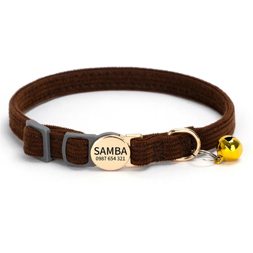 Personalized Engraved Cat Collar Adjustable Size Metal Buckle – Cat Supplies