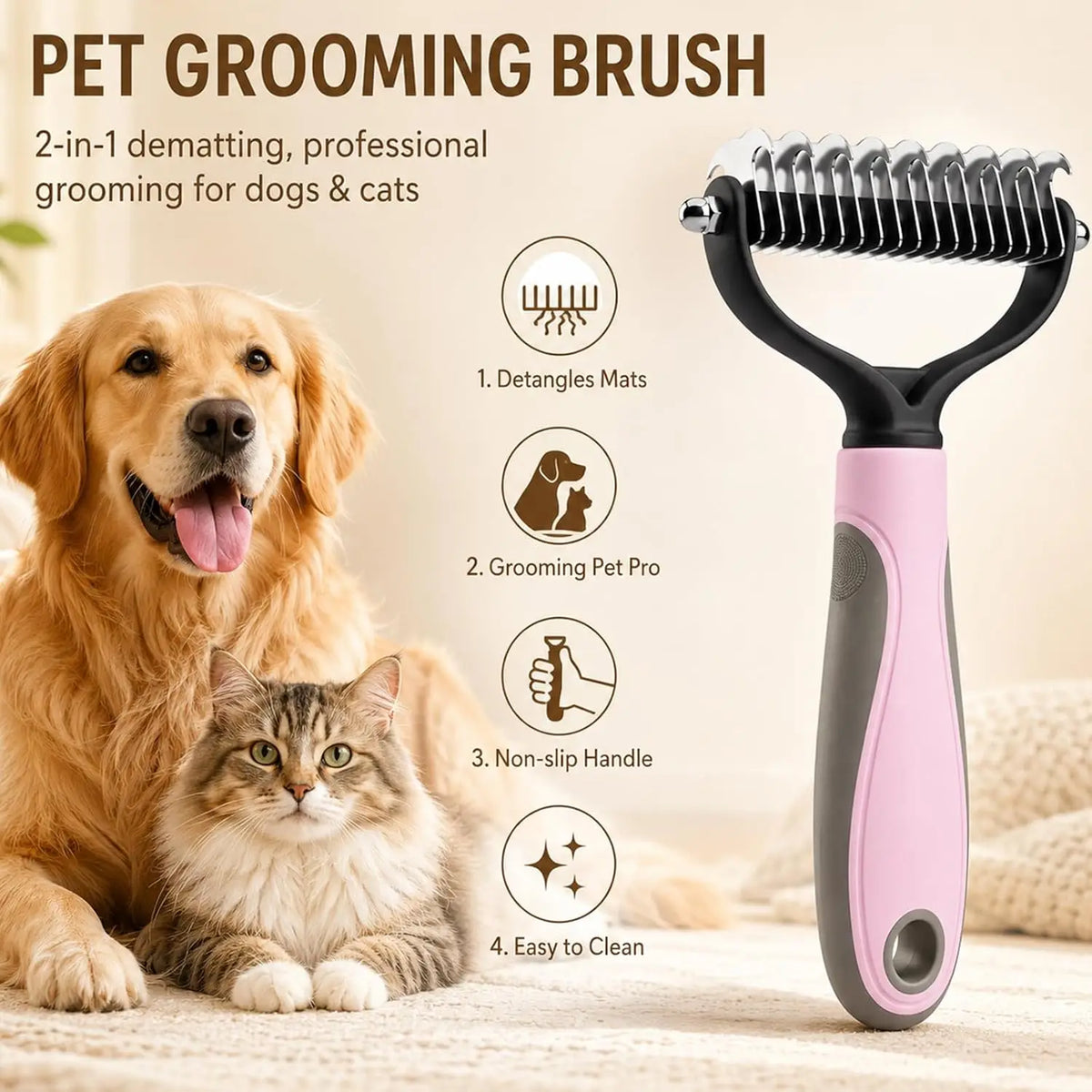 Double Sided Pet Grooming Brush for - ProPawPet.com