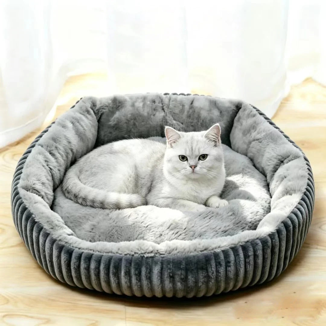 Round Corduroy Cat Bed, Soft and Warm Pet Bed - ProPawPet.com