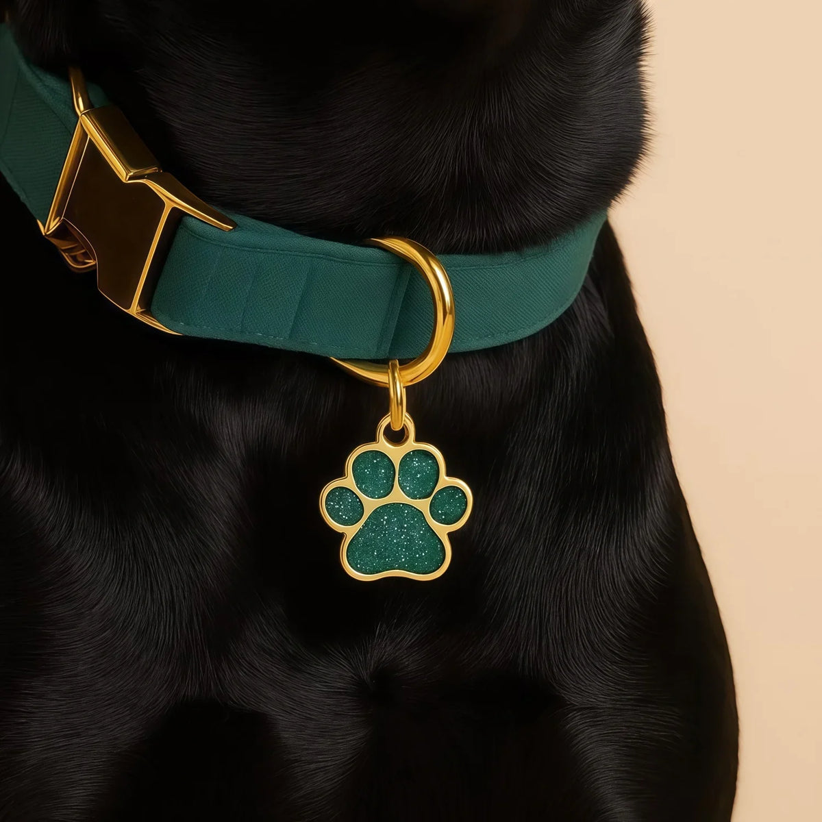 Personalized Glitter Gold Paw Print Pet ID - ProPawPet.com