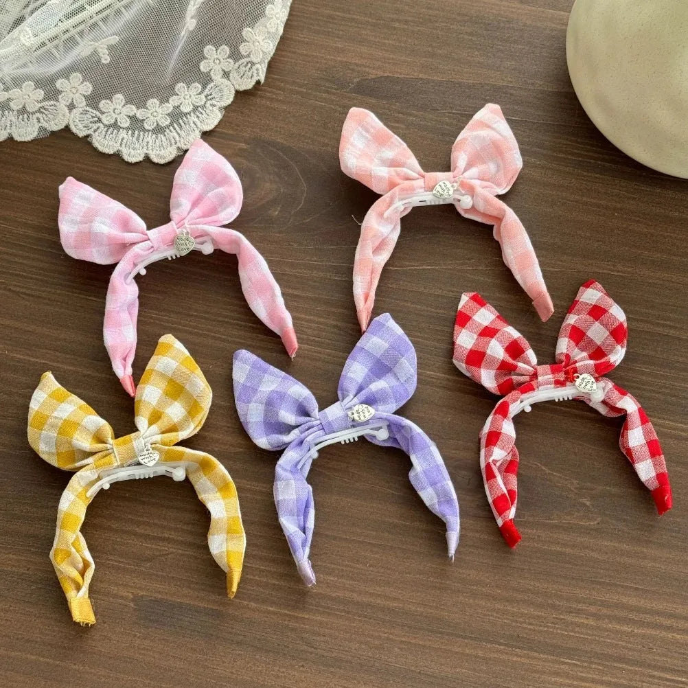 Gingham Plaid Bow Pet Hair Clip with Star - ProPawPet.com