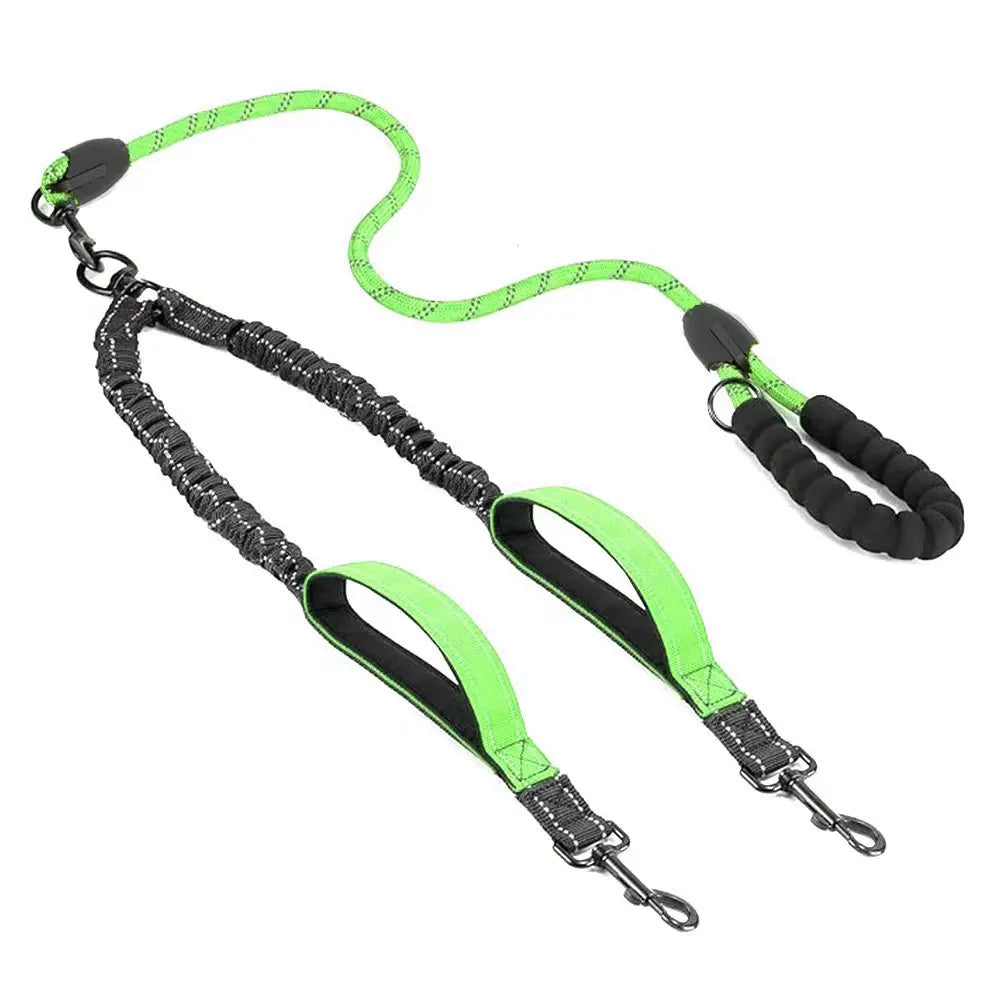 Reflective Double Dog Lead with Two Extra Traffic Handles 360 – Dog Supplies