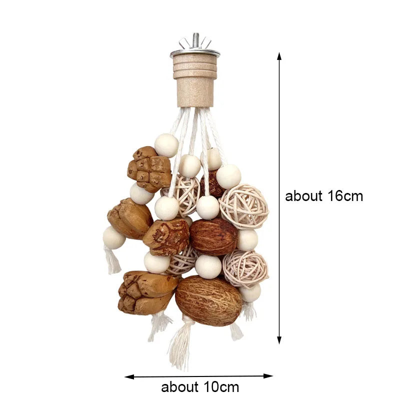 Wood Natural Material Pet Parrot Plaything Bird Swing – 5 Colors