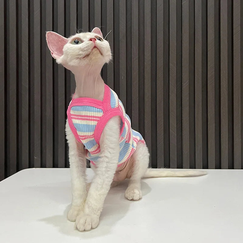 Striped Cat Shirts Stretchy Cat Clothes for - ProPawPet.com