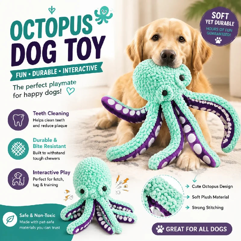 Pet plush octopus toy interactive sound - ProPawPet.com
