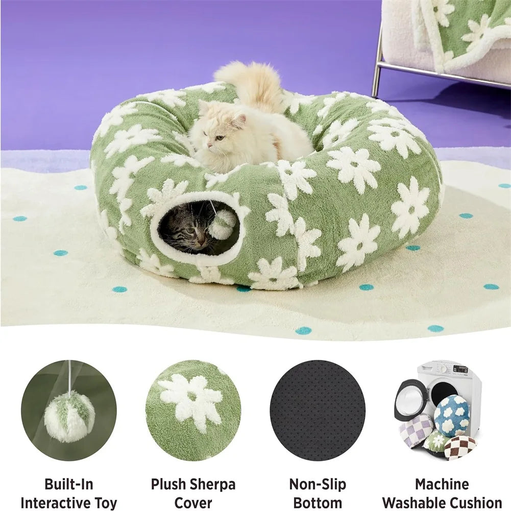 2 in 1 Dachshund Tunnels Cat Bed Flower - ProPawPet.com