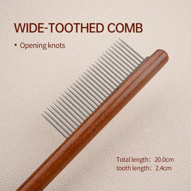 Solid Wood Handle Pet Pin Brush Dog Grooming Comb – 4 Colors