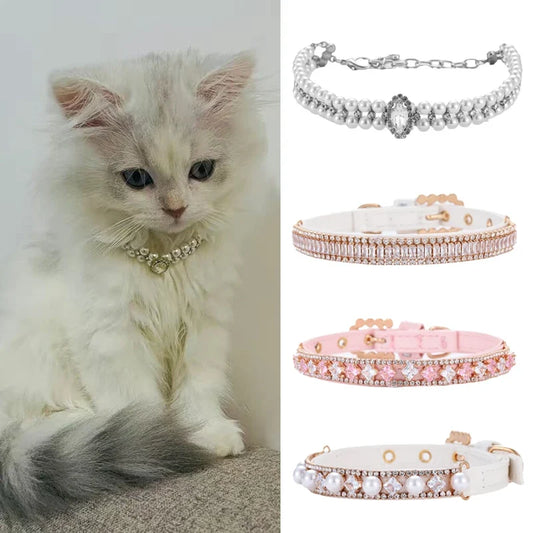Luxury Cat Puppy Pearl Necklace Rhinestone - ProPawPet.com