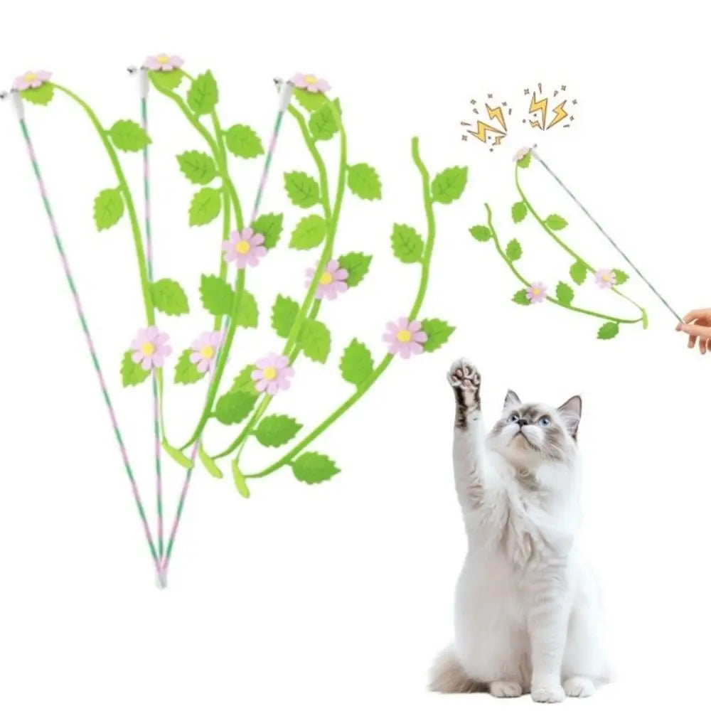 Creative Felt Kitten Cat Teaser Stick Flower - ProPawPet.com