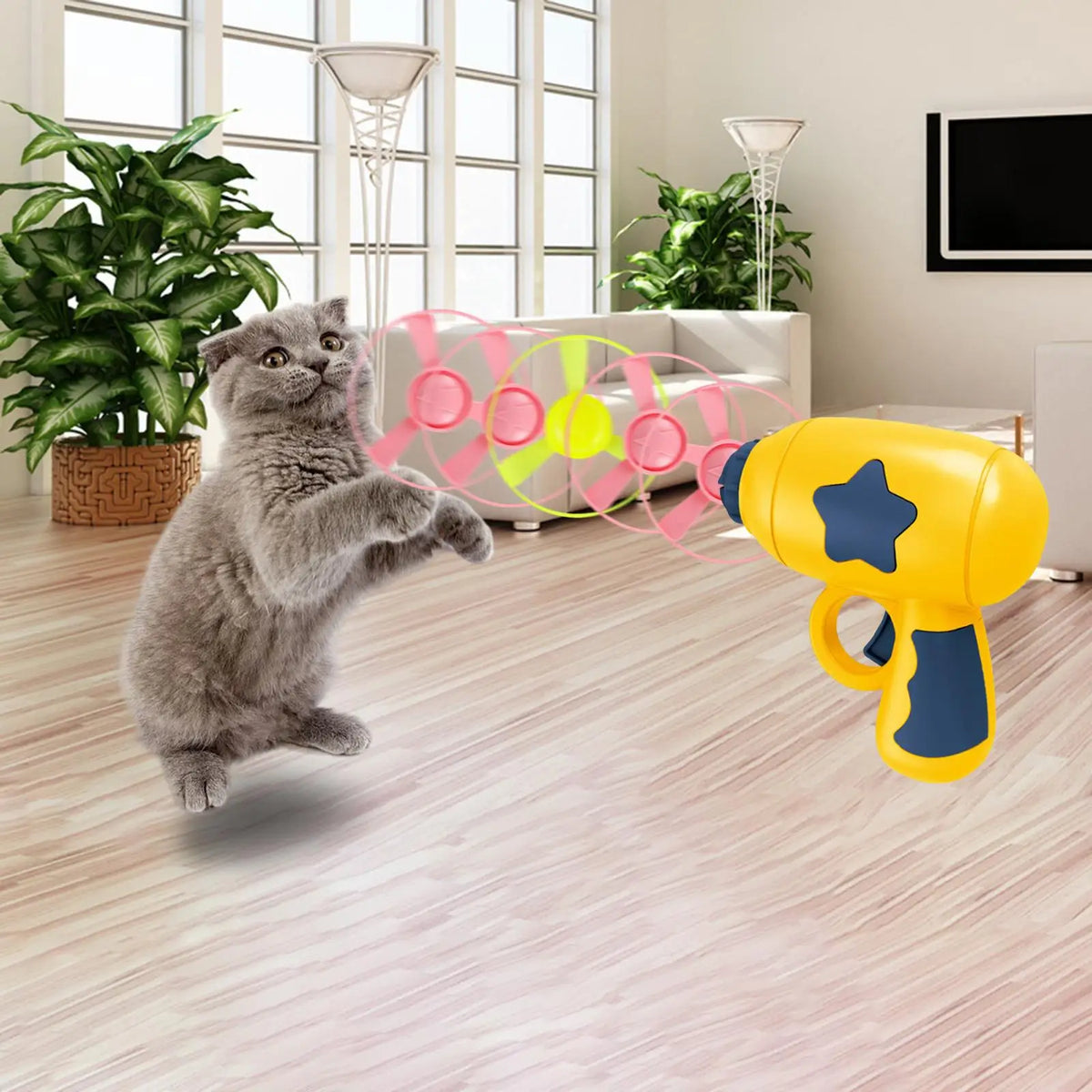Cat Plaything Interactive Play -cat with 5 Flying Propellers