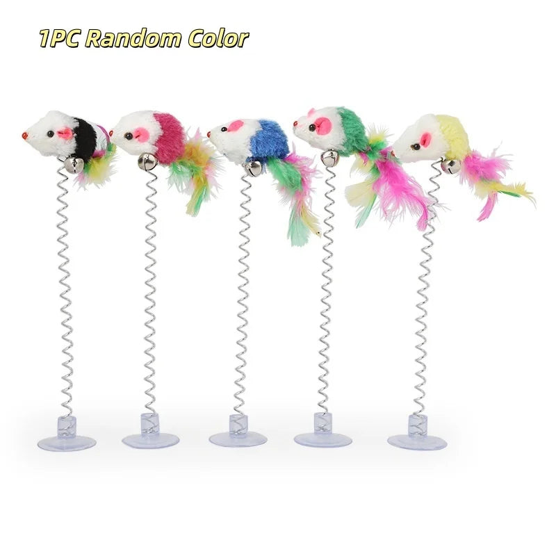 Interactive Swinging Mouse Plaything with Suction Cup for Small Pets