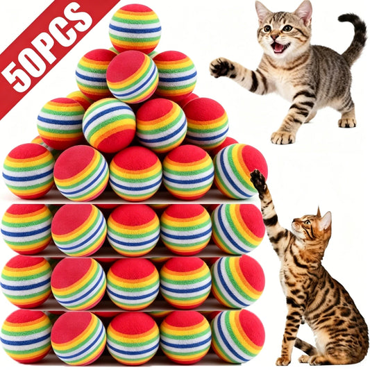 50/10PCS Pet Toy Balls Interactive Rainbow - ProPawPet.com
