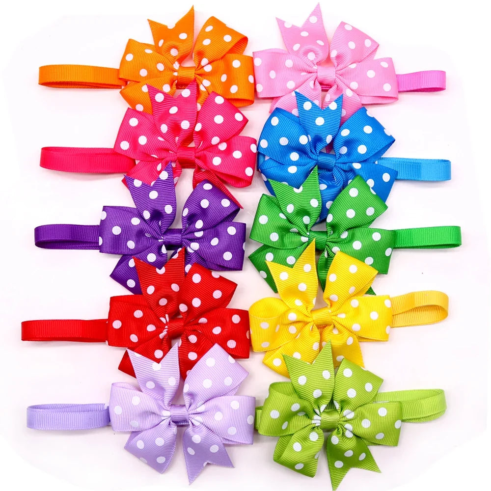 50pcs Dog Bowtie Dot Solid Bow Tie Collar - ProPawPet.com