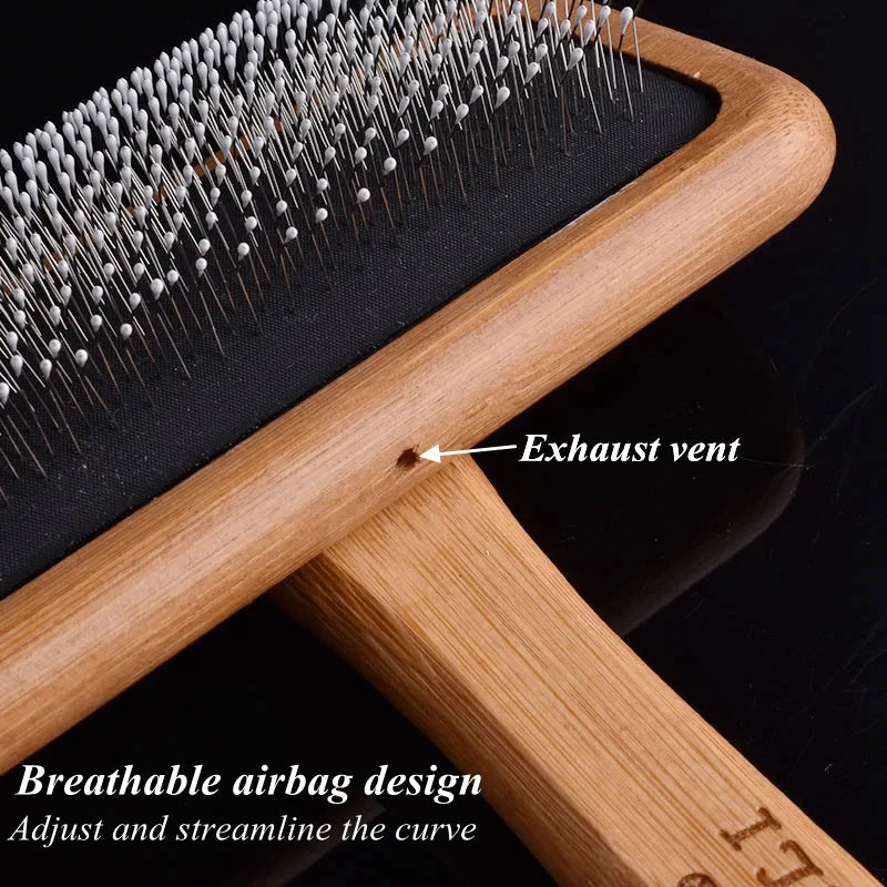 Pet Comb Natural Bamboo Handle Stainless - ProPawPet.com