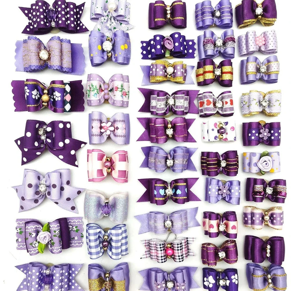 50/100pcs Handmade Pet Dog Bow Diamond Pearl - ProPawPet.com