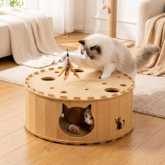Felt cat tunnel house