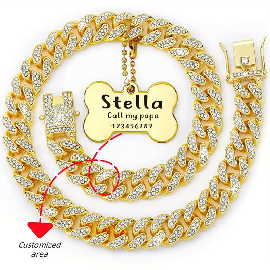 16-inch custom dog chain collar Cuban link - ProPawPet.com