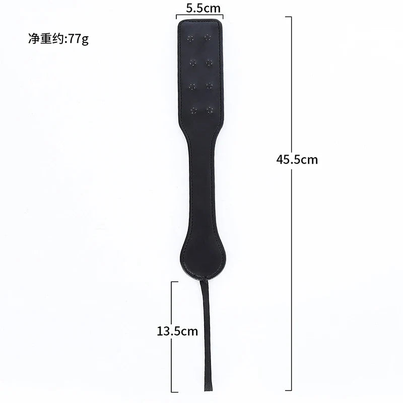 32cm Black Leather Metal Nails Paddle Riding Crops – Horse Supplies