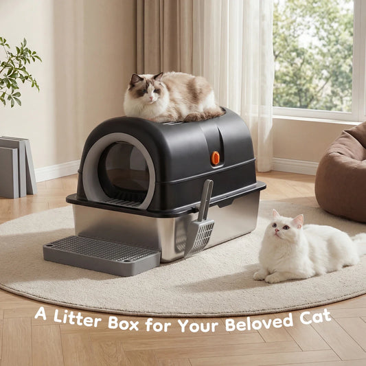 JHK 24IN Stainless Steel Cat Litter Box with - ProPawPet.com