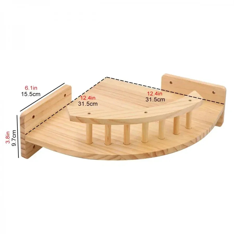 Wall-mounted wooden cat hammock and steps – view 8