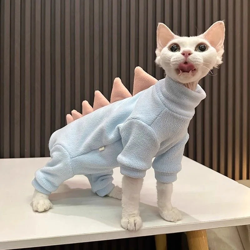 High Neck Polar Fleece Full Wrap Cat Onesie - ProPawPet.com