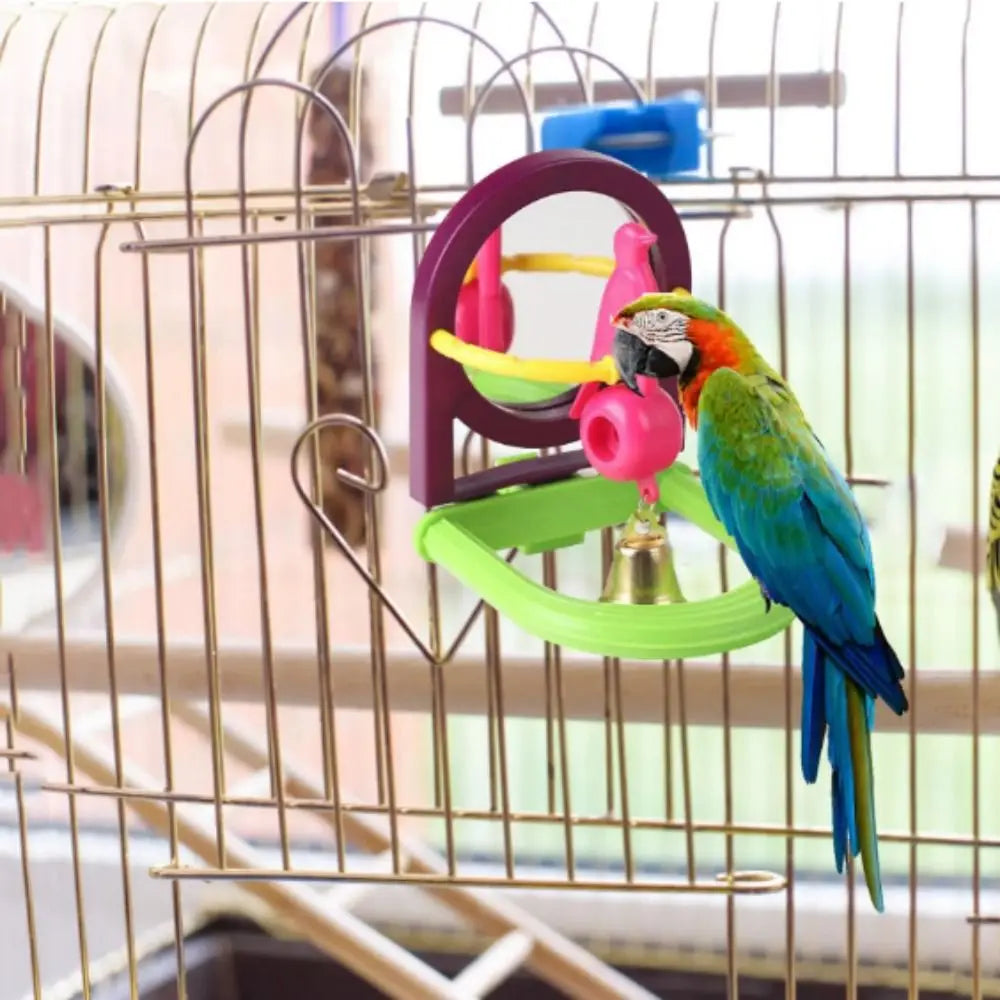 Random Color Parrot Bell Toy with Mirror - ProPawPet.com