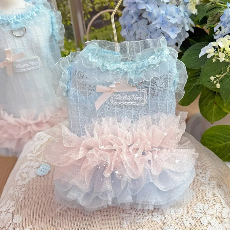Summer Dog Gauze Skirt Blue Light CoolTeddy - ProPawPet.com