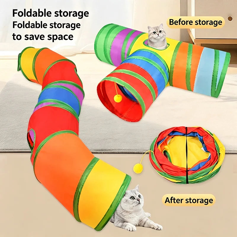 Collapsible Pet Cat Rainbow Tunnel - ProPawPet.com