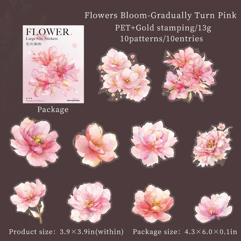 PET Bronzing Flower Stickers – 6 Colors