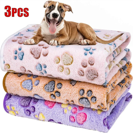 1/2/3pcs Flannel Pet Blanket Cute Dog Paw - ProPawPet.com