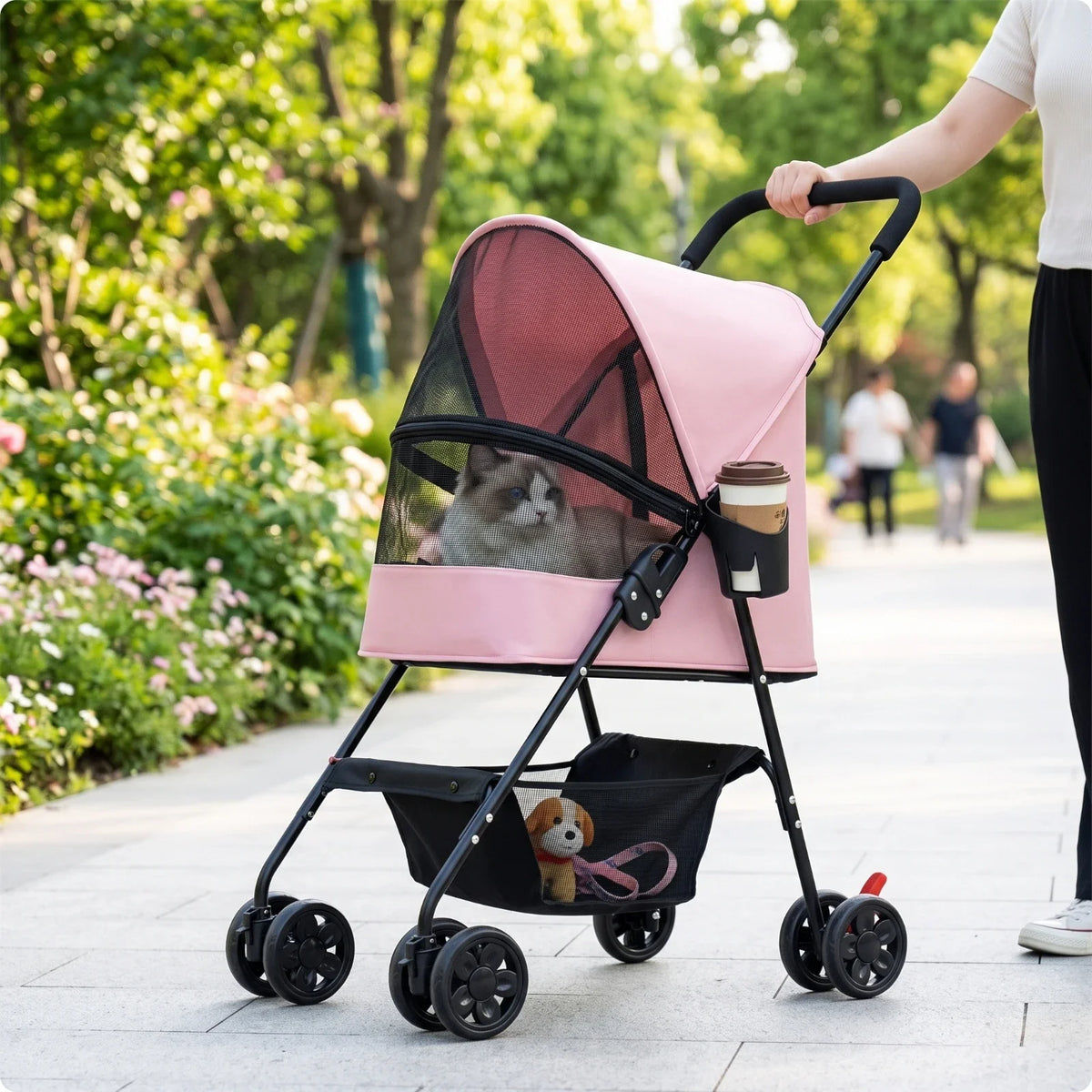 Portable Pet Stroller with Cup – Dog Supplies