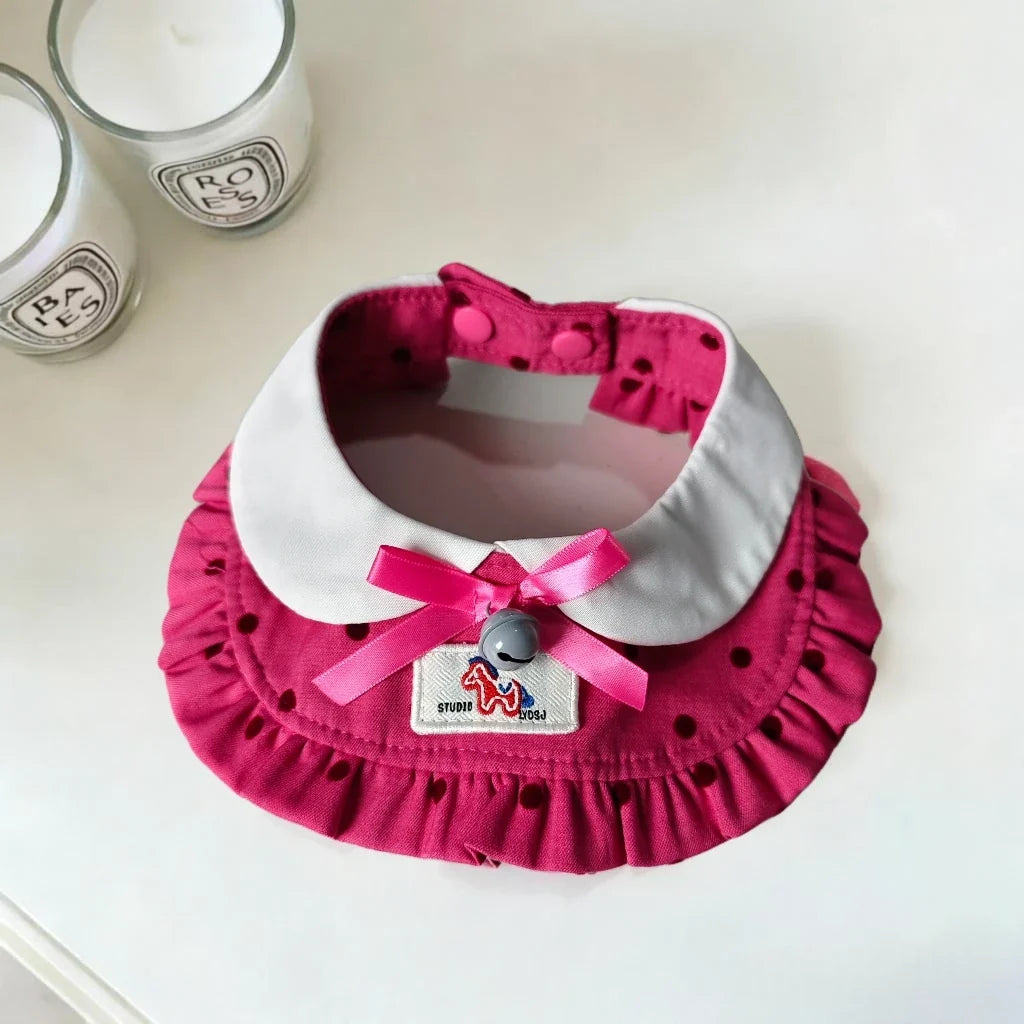 Polka Dot Pet Bib White Doll Collar Ruffle - ProPawPet.com