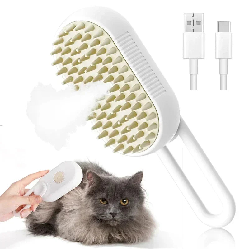 3 in 1 Cat Steam Grooming Brush Pet Spray Hair Removal Comb – 5 Colors