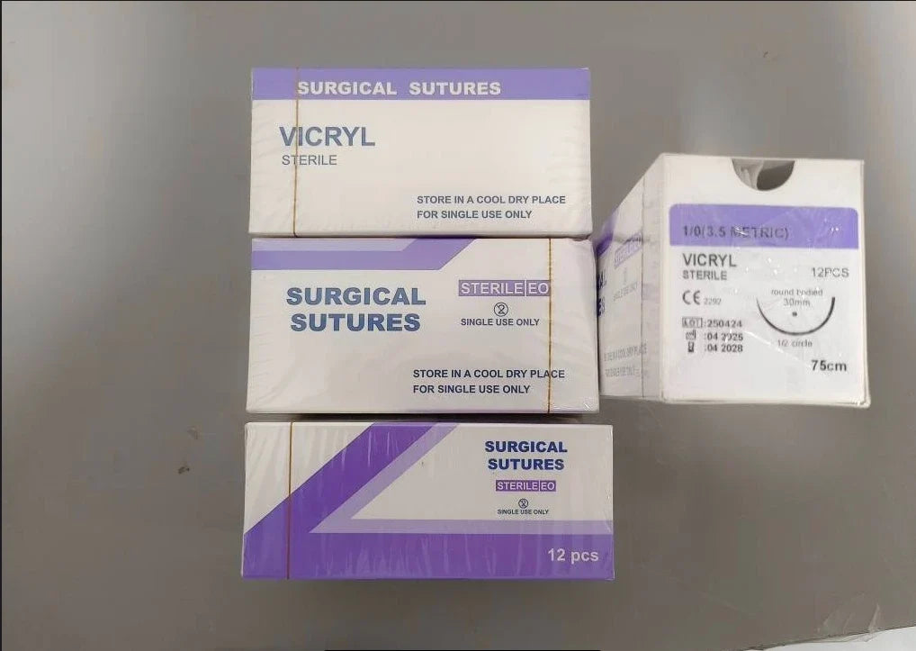 12Pcs 75cm Surgical Suture Vicryl 1 0 2/0 - ProPawPet.com