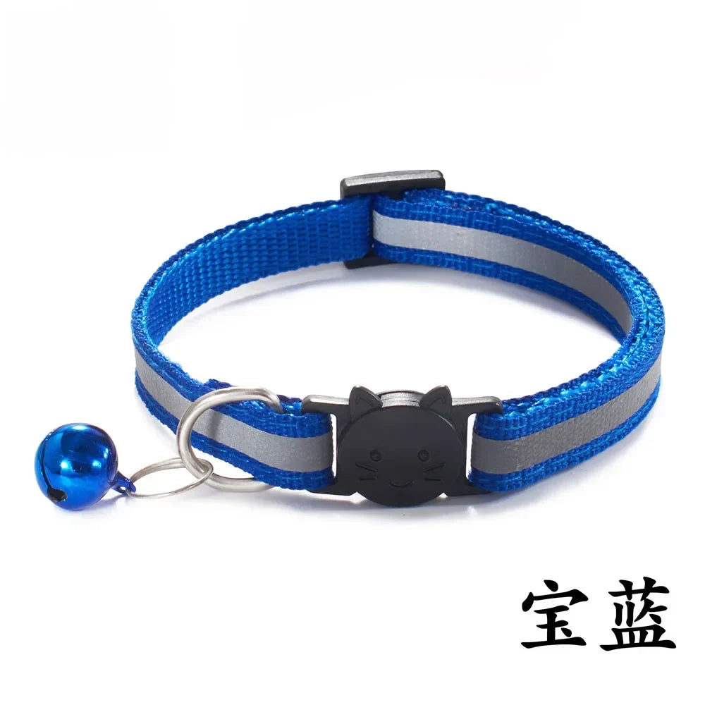 Adjustable Reflective Breakaway Cat Collars with Bells Safety Buckle – 12 Colors