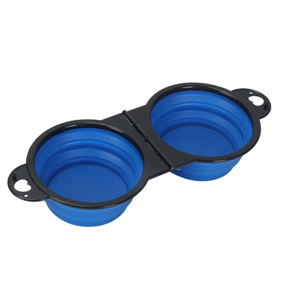 Portable Foldable 2-in-1 Dual Dish for Dogs & Cats Travel Food – Dog Supplies