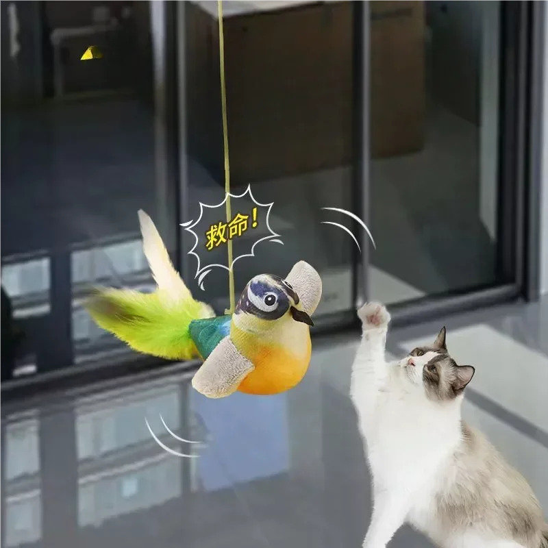Chirping Bird Cat Plaything Elastic Rope Kitten Teaser