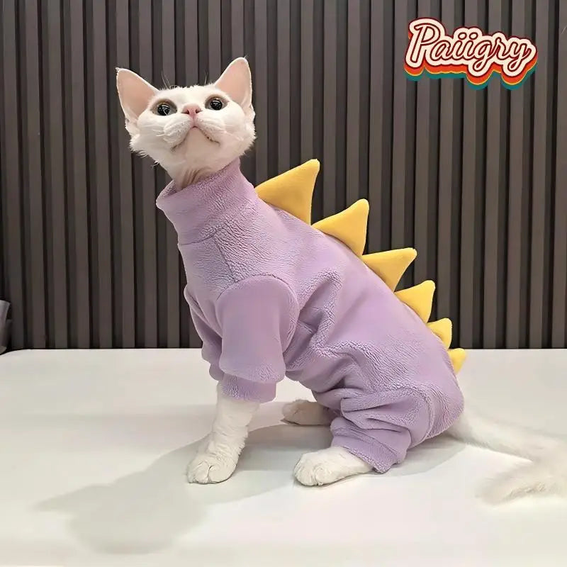 High Neck Polar Fleece Full Wrap Cat Onesie - ProPawPet.com