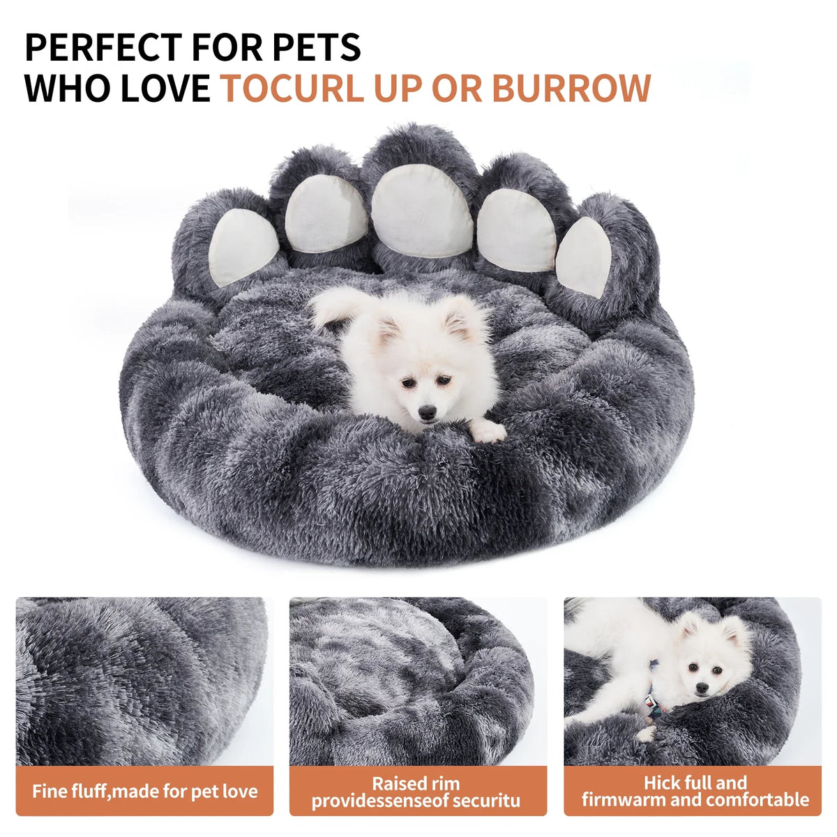 Cozy Comfy Pet Dog Bed Paw Shape Warm Dog - ProPawPet.com
