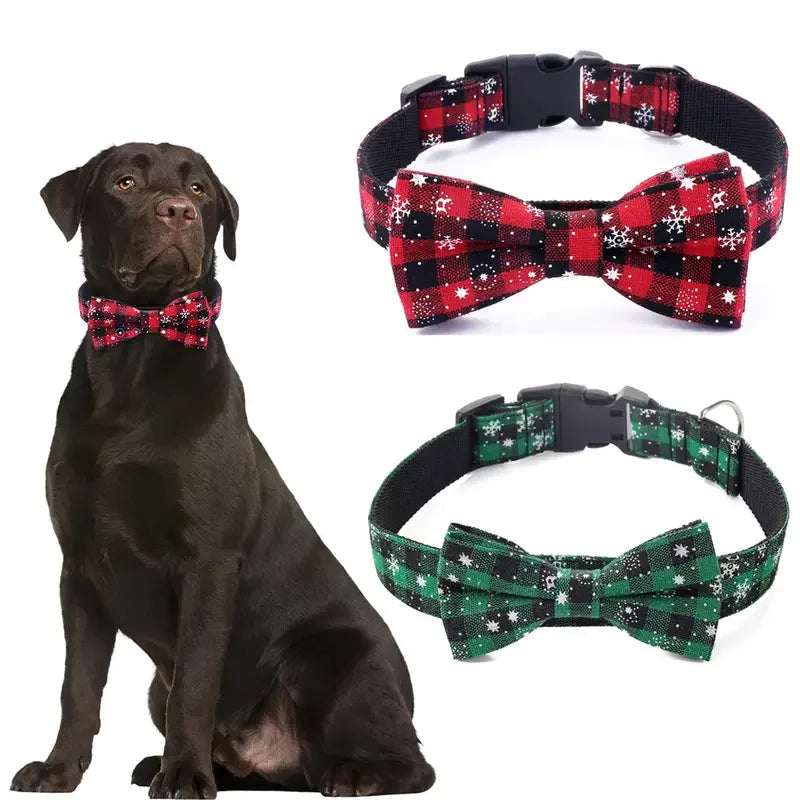 Dog Collar with Bow tie,Christmas Plaid - ProPawPet.com
