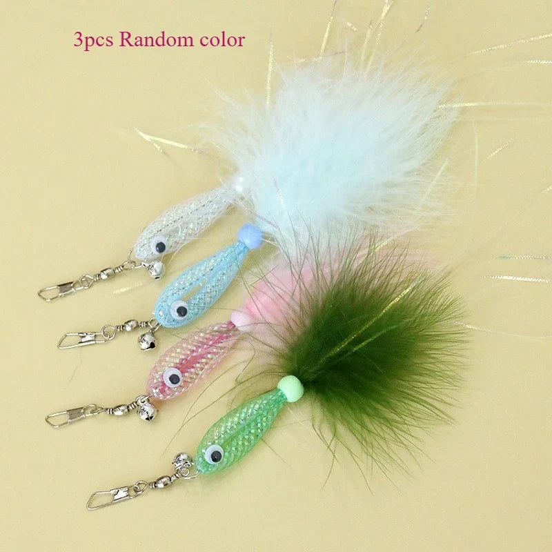 2 Random Color Cat Teaser Wand with Shiny Fish Replacement – Cat Supplies
