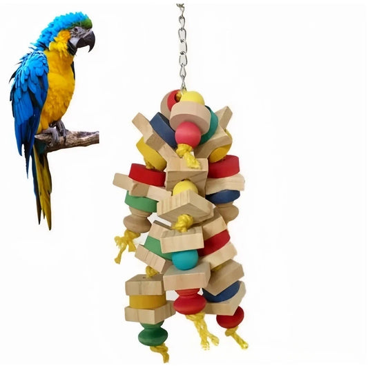 Parrot Hanging Chew Toy Wooden Blocks Fun - ProPawPet.com