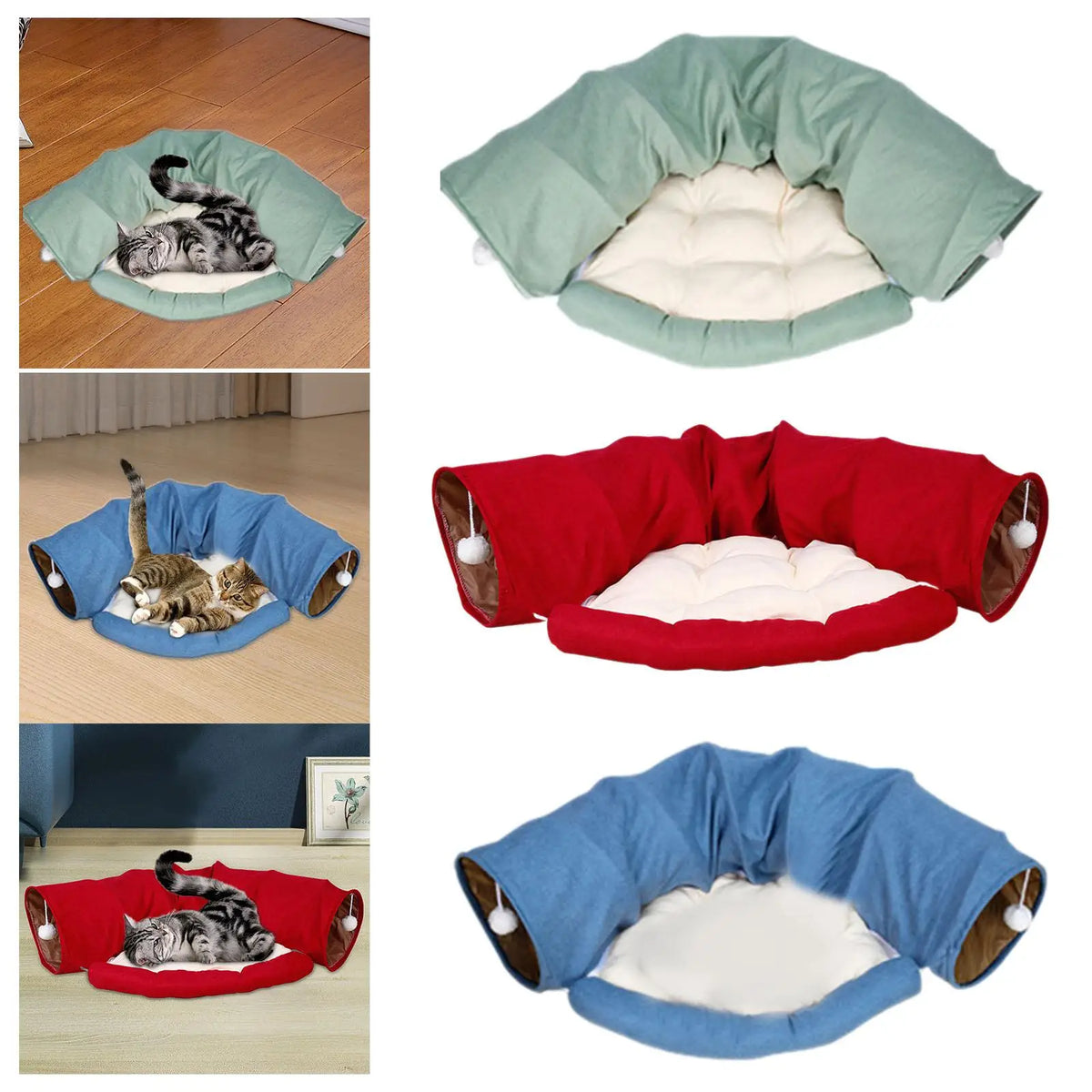 2 in 1 Cat Tunnel Bed Toy Set with Removable - ProPawPet.com