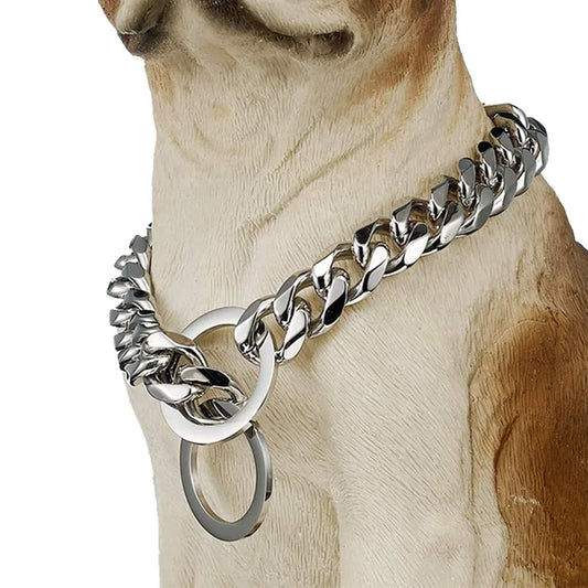 Dog Chain Collar Silvery Golden 15MM Width - ProPawPet.com