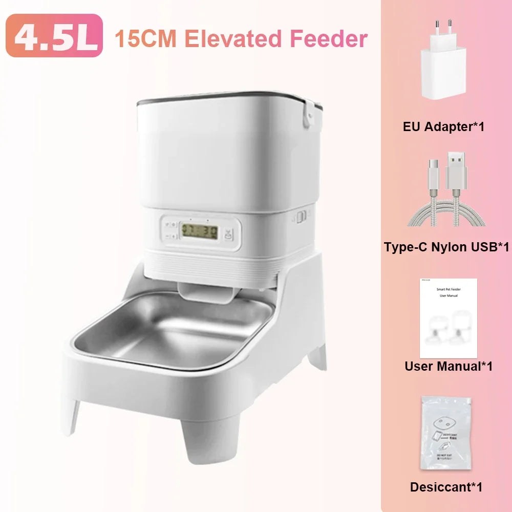 Smart Pet Feeder with 15cm Elevated Camera Tuya App Control – 2 Colors
