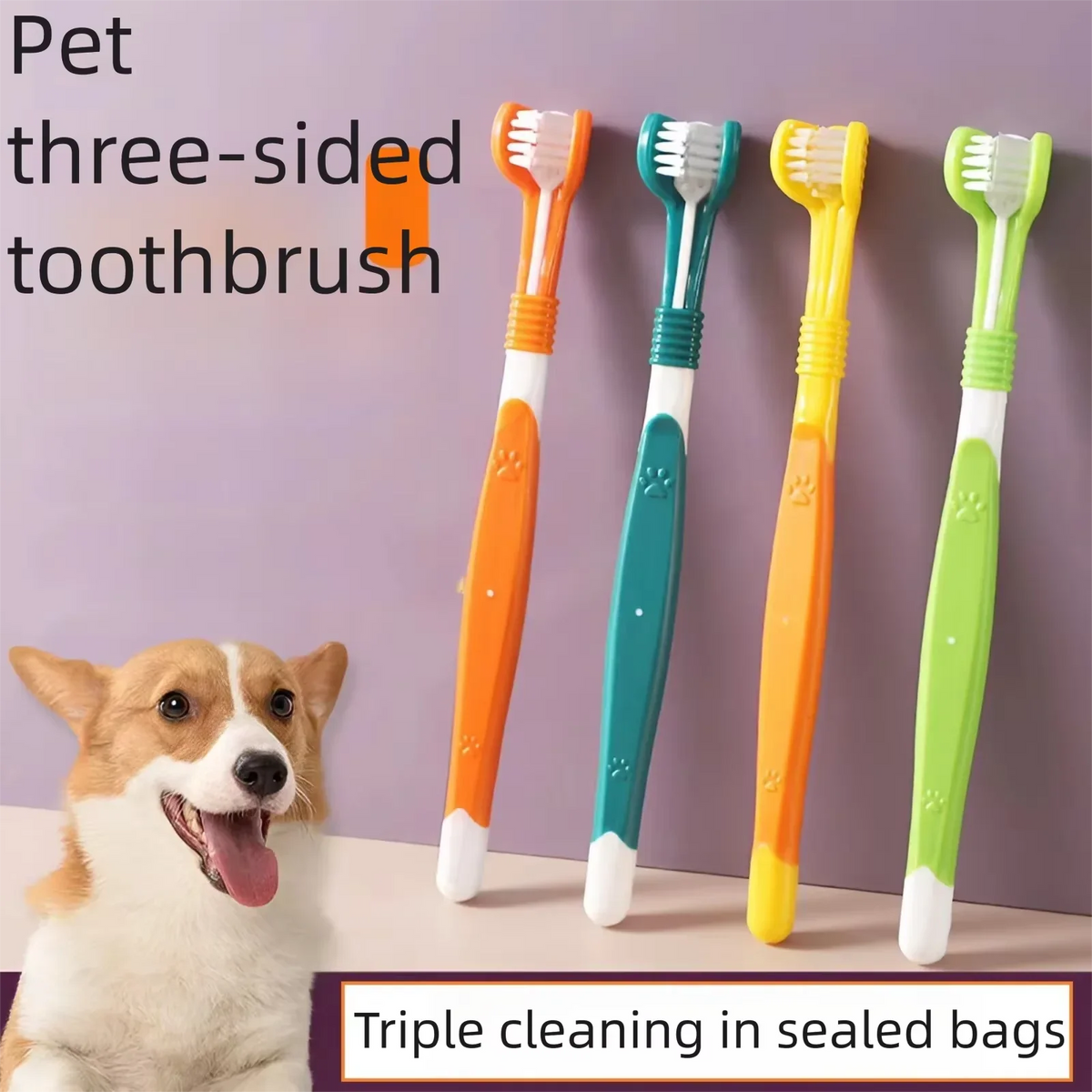 3-Sided Pet Toothbrush Dog Plastic - ProPawPet.com