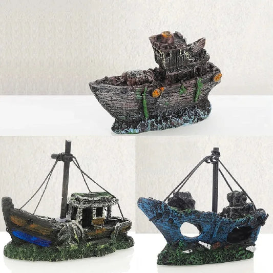 1Pc Retro Aquarium Fish Tank Landscape Wreck - ProPawPet.com