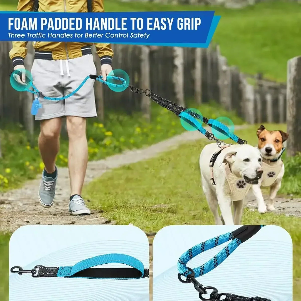 Reflective Double Dog Leash with Two Extra - ProPawPet.com