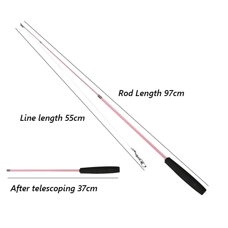 Retractable Sphynx Cat Teaser Stick Interactive Pet Plaything – 24 Colors